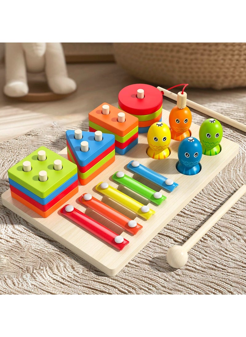 Toy Box - Montessori Wooden Shape Sorting Toy - Color & Shape Recognition Learning Box for Toddlers 3, Stacking & Sorting Educational Game - Image 1