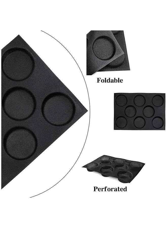 صينية خبز همبرغر، قالب خبز همبرغر شبكي من السيليكون، صينية خبز غير لاصقة لصنع الكعك، قوالب مخبوزات مثقبة رائعة للكعك الخالي من الغلوتين (8 أرغفة، 17.1 × 12.2 × 1.6 بوصة). - Image 2