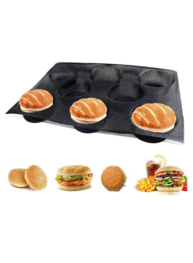 صينية خبز همبرغر، قالب خبز همبرغر شبكي من السيليكون، صينية خبز غير لاصقة لصنع الكعك، قوالب مخبوزات مثقبة رائعة للكعك الخالي من الغلوتين (8 أرغفة، 17.1 × 12.2 × 1.6 بوصة). - Image 1