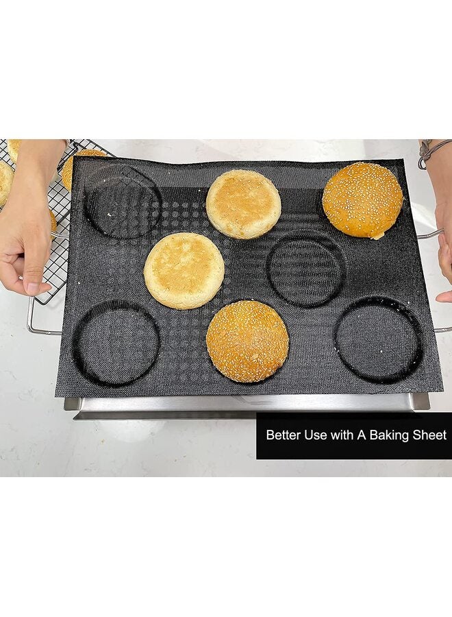 صينية خبز همبرغر، قالب خبز همبرغر شبكي من السيليكون، صينية خبز غير لاصقة لصنع الكعك، قوالب مخبوزات مثقبة رائعة للكعك الخالي من الغلوتين (8 أرغفة، 17.1 × 12.2 × 1.6 بوصة). - Image 3