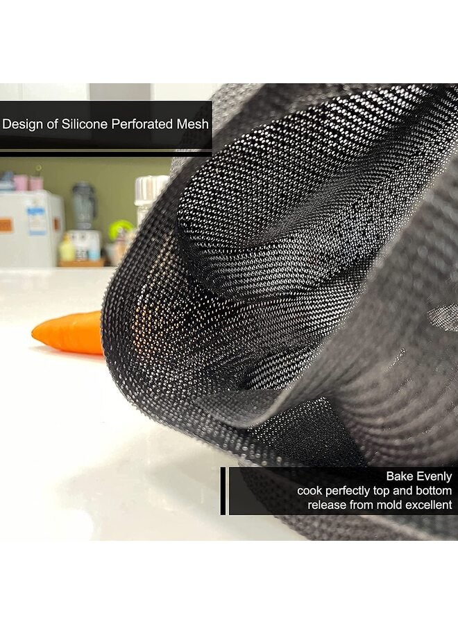 صينية خبز همبرغر، قالب خبز همبرغر شبكي من السيليكون، صينية خبز غير لاصقة لصنع الكعك، قوالب مخبوزات مثقبة رائعة للكعك الخالي من الغلوتين (8 أرغفة، 17.1 × 12.2 × 1.6 بوصة). - Image 5