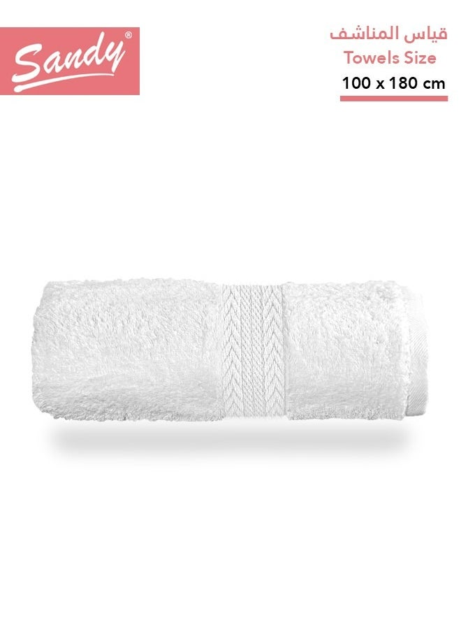 Sandy Sandy Extra Large Bath Towel Premium Hotel Quality 100% Cotton Made in Egypt, Soft Quick Drying and Highly Absorbent (100x180 cm) - White  - Image 1