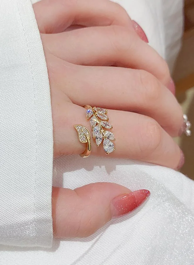 Take Two  Gold Tone Leaf Design Ring for Women | Best Price UAE