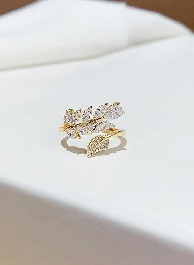 Take Two  Gold Tone Leaf Design Ring for Women | Best Price UAE