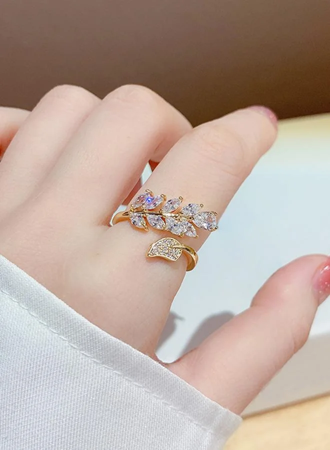 Take Two  Gold Tone Leaf Design Ring for Women | Best Price UAE