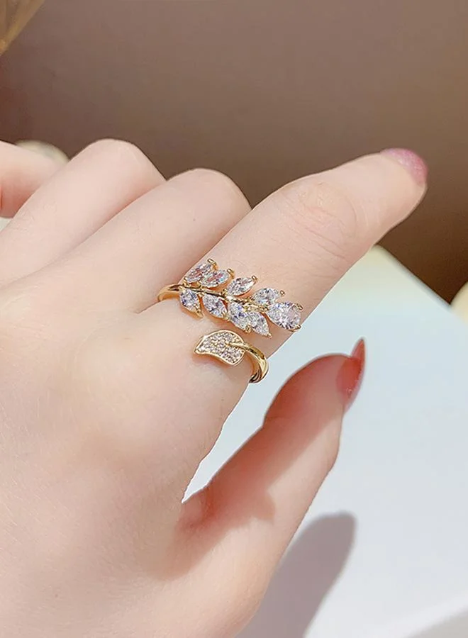 Take Two  Gold Tone Leaf Design Ring for Women | Best Price UAE