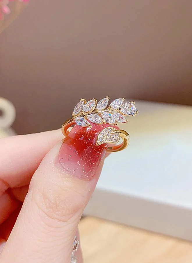 Gold Tone Leaf Design Ring