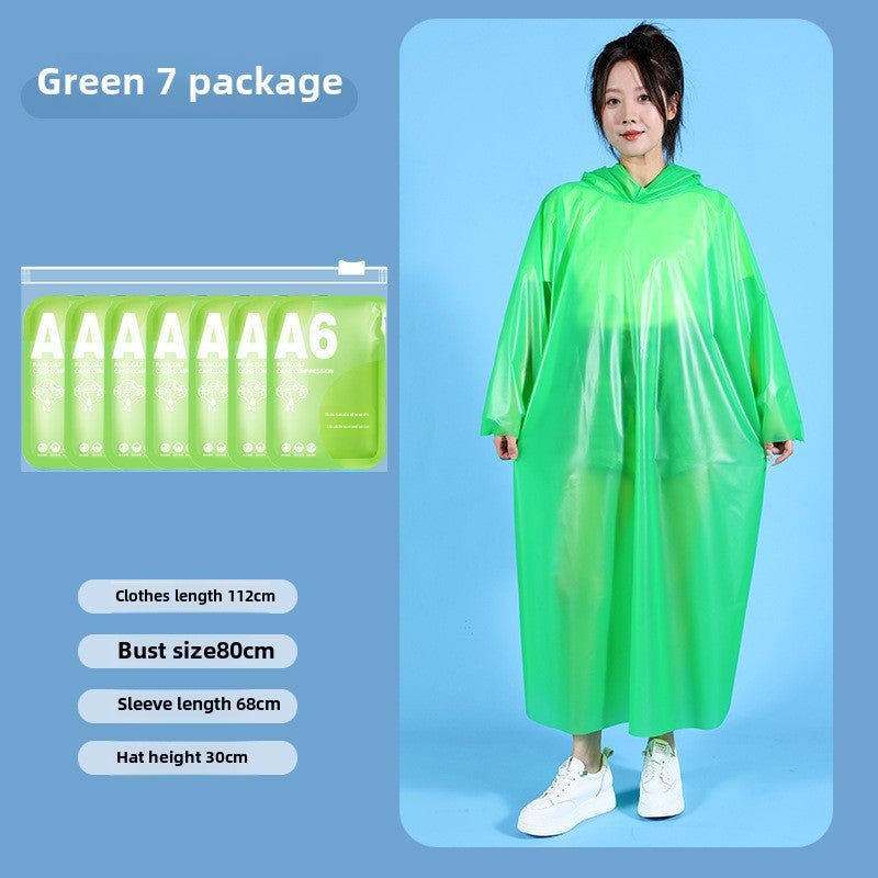 Generic Card Raincoat Hiking Portable Adult Full Body Disposable Raincoat Thickened Long Explosion-Proof Rain Poncho cangite green