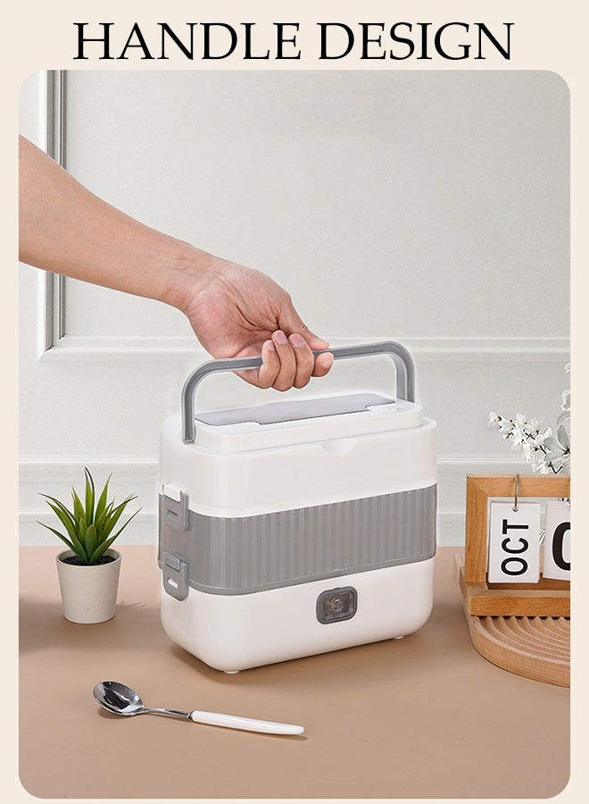 DUNISO Double-layer Electric Lunch Box with handle Heated Food Warmer Heated Lunch Box 304 stainless steel Leakproof Electric Thermal Lunch Box Multi-Function Self Cooking Food Warmer Lunchbox for Office - Image 2