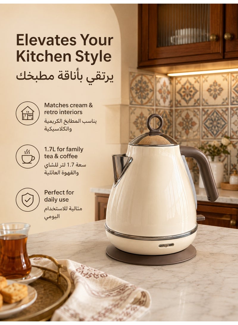Three sheep Electric Tea Kettle, 1.7L Hot Water Boiler Heater Pot, Retro Small Electric Kettle, 100% Stainless Steel BPA Free Electric Teapot, Auto Shut-Off & Boil-Dry Protection - Image 1