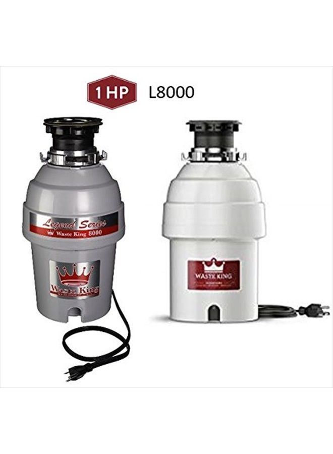 Waste King Legend Series 1 HP Continuous Feed Garbage Disposal with Power Cord - (L-8000), Silver - Image 3