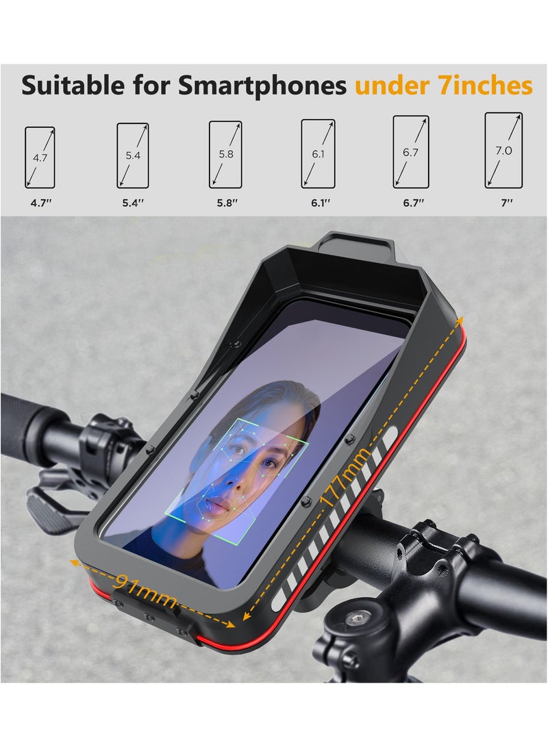 Soofam Universal Motorcycle & Bike Phone Mount, Waterproof Handlebar Grip with Storage Compartment for Keys/Cards, Fits 4.7-7" Phones (iPhone/Samsung) - Image 5