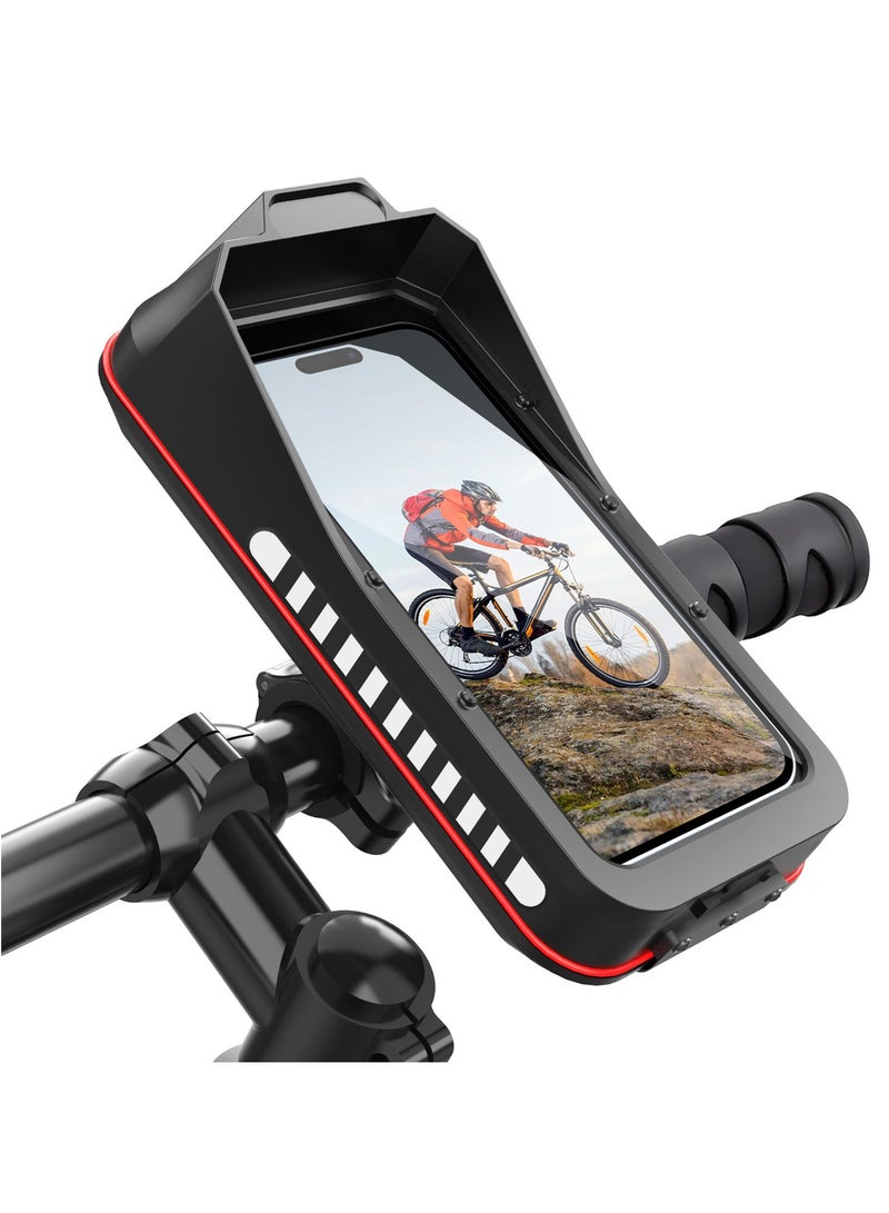 Soofam Universal Motorcycle & Bike Phone Mount, Waterproof Handlebar Grip with Storage Compartment for Keys/Cards, Fits 4.7-7" Phones (iPhone/Samsung) - Image 1