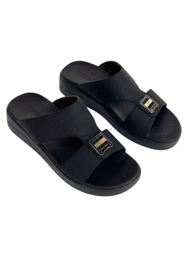 Ferrini Men’s Arabic Slippers – Cross-Strap Slip-On Design_Black - Image 2