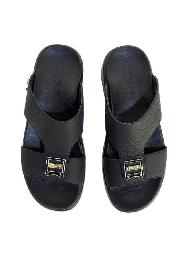 Ferrini Men’s Arabic Slippers – Cross-Strap Slip-On Design_Black - Image 5