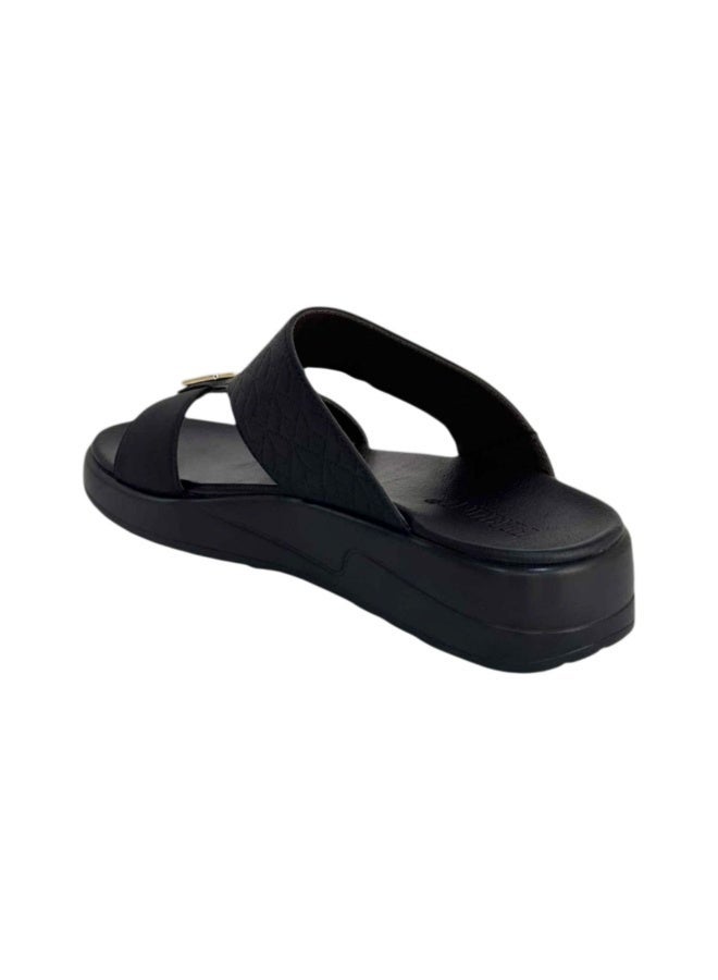 Ferrini Men’s Arabic Slippers – Cross-Strap Slip-On Design_Black - Image 3
