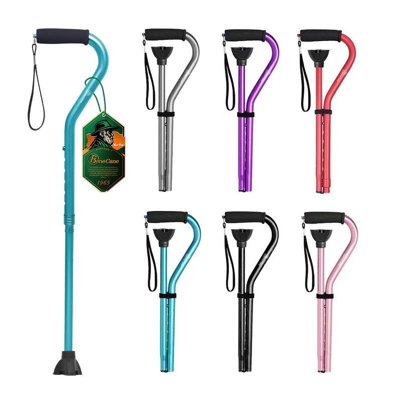 BeneCane Walking Cane for Men Women Adjustable Cane with Offset Soft Cushioned Handle Portable Lightweight Sturdy Mobility Walker Aid for Elderly Seniors Collapsible Cane Blue - Image 3