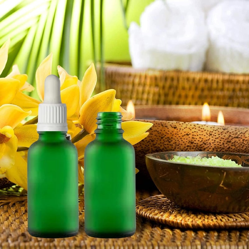 Devinez (Pack of 4) Multipurpose Refillable Green Color Frost Round Glass Bottle, 30 ml with White Glass Dropper for Cosmetics, Serum, Essential Oils, Blends, Skin Care, Travel, Toners & DIY - Image 4