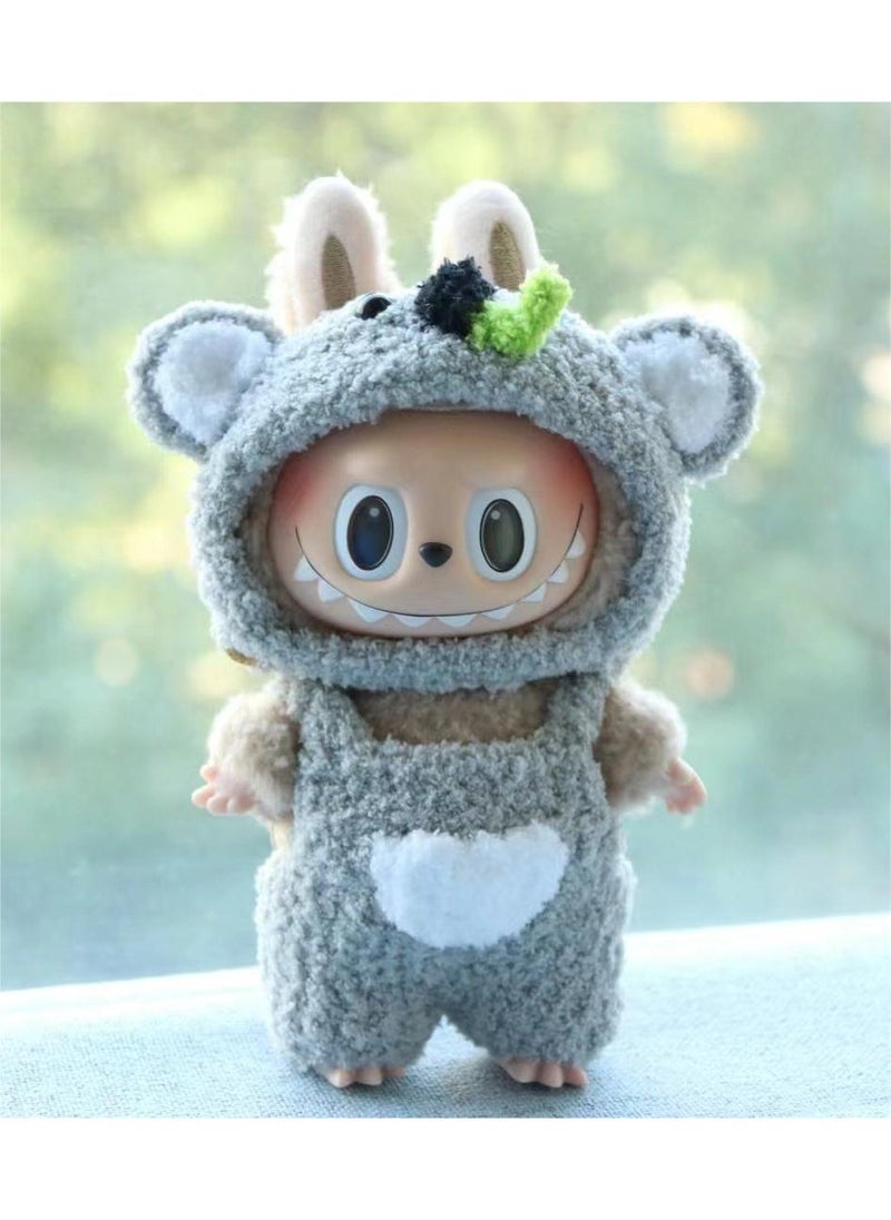 1 x 5 pcs Labubu 17cm Doll Clothes Blind Box Macaron Koala set (without baby) 
