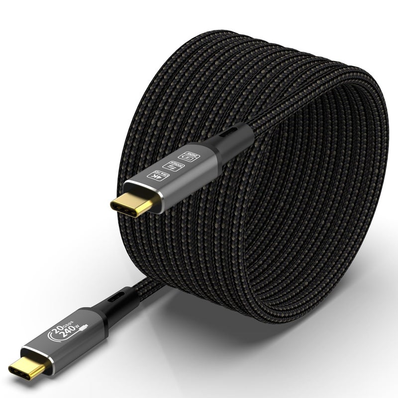 كيبل ديكون كابل تمديد USB4 Thunderbolt 4 5M 16.5FT 240W 4K USB C ذكر/ذكر شحن سريع 20Gbps نقل بيانات كابل 8K@60Hz 4K@144Hz فيديو متوافق مع MacBook M1 M2 M3 - Image 1
