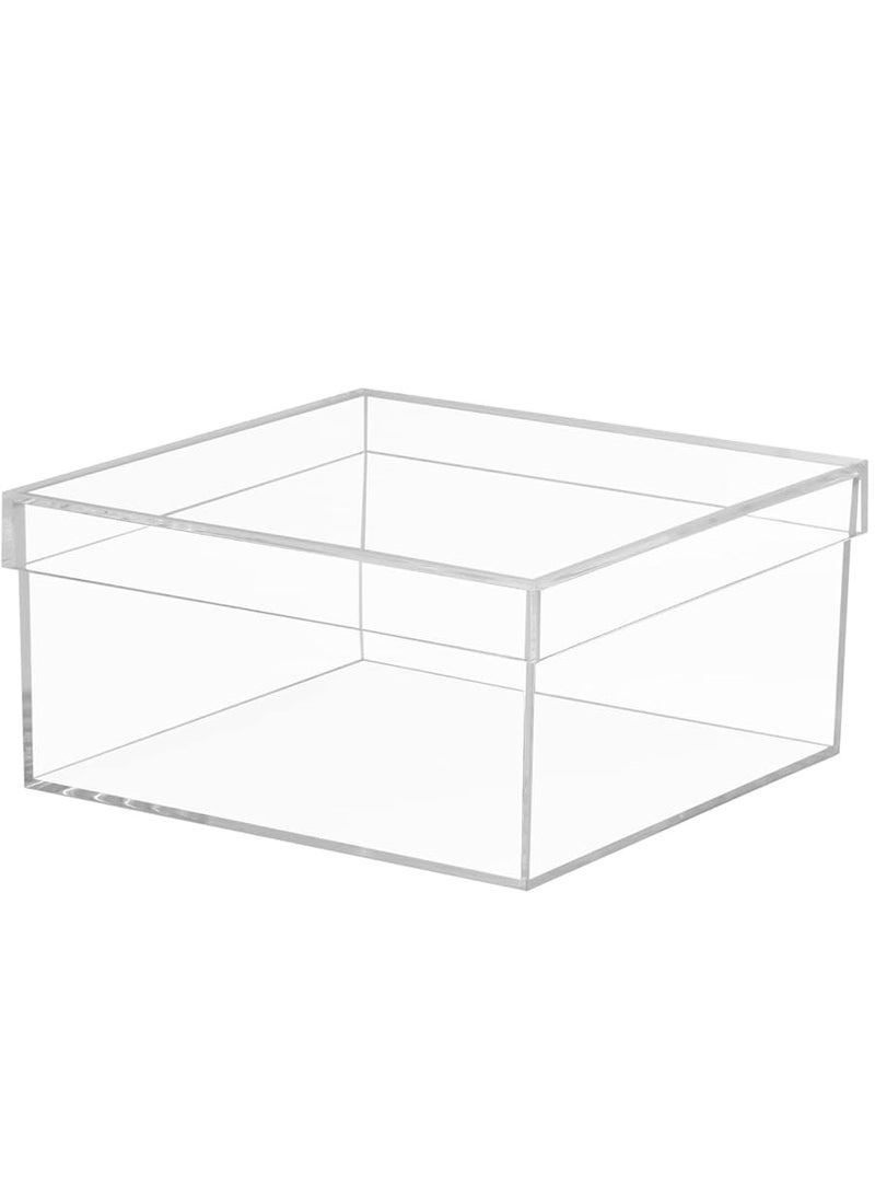 Acrylic Storage Box with Lid, Cube Organizer for Candy, Cookies, Coins, Tea, Cosmetics, Jewelry and Accessories - Durable Clear Plastic Container, Baskets, Bins & Containers for Home - Image 1