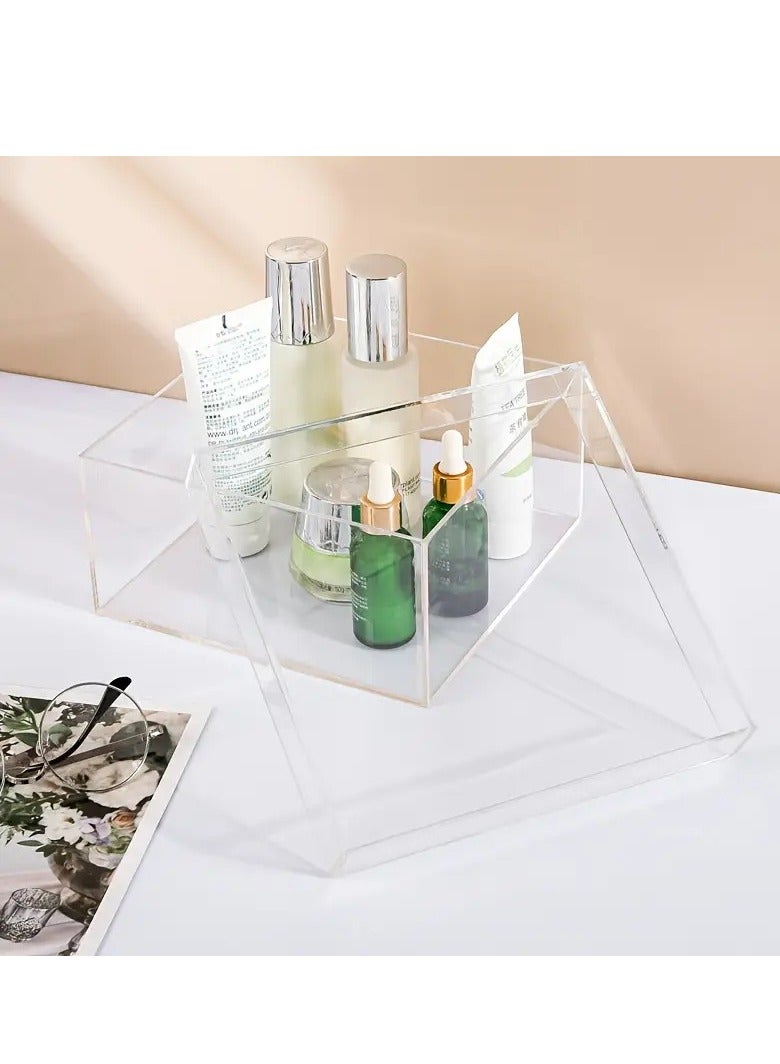 Acrylic Storage Box with Lid, Cube Organizer for Candy, Cookies, Coins, Tea, Cosmetics, Jewelry and Accessories - Durable Clear Plastic Container, Baskets, Bins & Containers for Home - Image 3