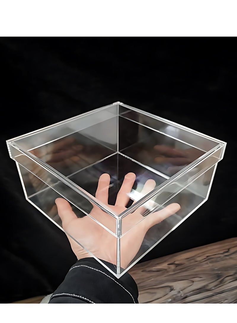 Acrylic Storage Box with Lid, Cube Organizer for Candy, Cookies, Coins, Tea, Cosmetics, Jewelry and Accessories - Durable Clear Plastic Container, Baskets, Bins & Containers for Home - Image 4