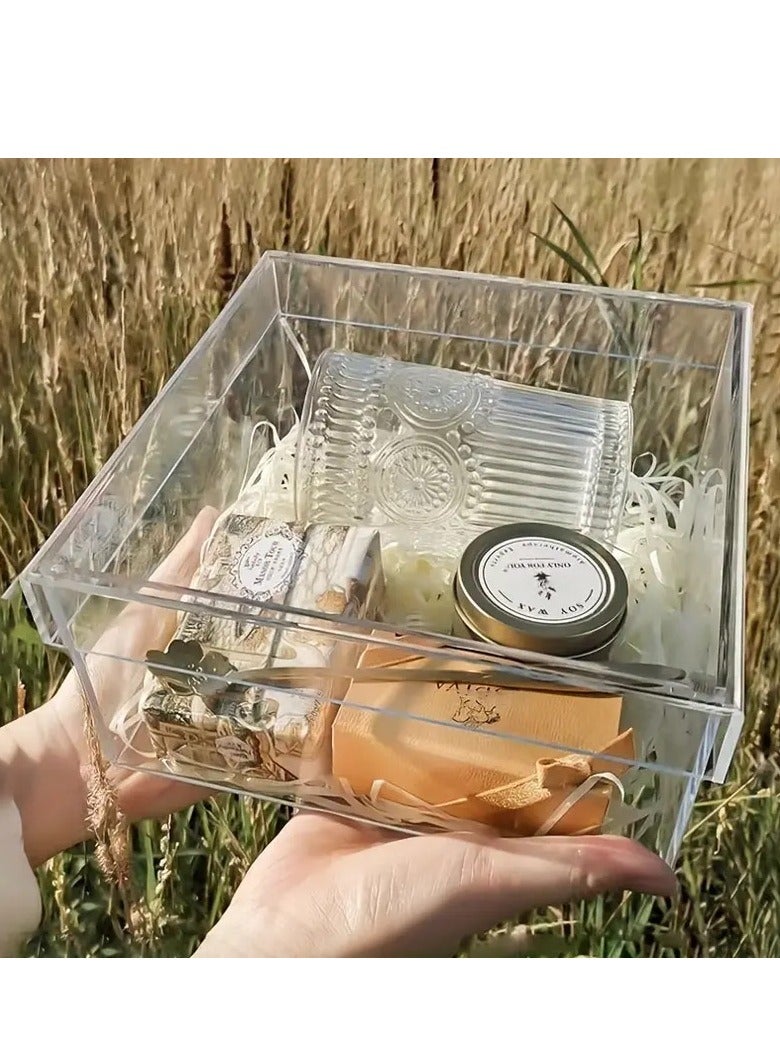 Acrylic Storage Box with Lid, Cube Organizer for Candy, Cookies, Coins, Tea, Cosmetics, Jewelry and Accessories - Durable Clear Plastic Container, Baskets, Bins & Containers for Home - Image 5