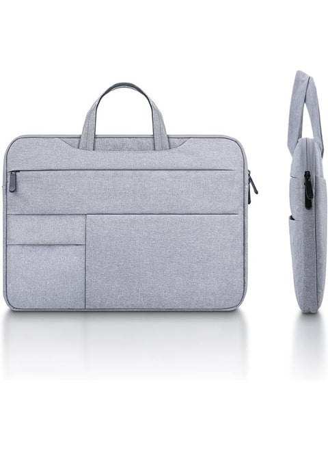 Laptop Case Sleeve 15.6 Inch Compatible With 15.6" Notebook Computer Chromebook Protective Waterproof Polyester Padded Carrying Bag Cover With Hidden Handle Multiple Pocket Gray