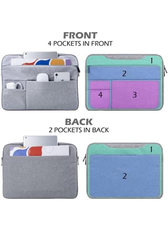 Laptop Case Sleeve 15.6 Inch Compatible With 15.6" Notebook Computer Chromebook Protective Waterproof Polyester Padded Carrying Bag Cover With Hidden Handle Multiple Pocket Gray