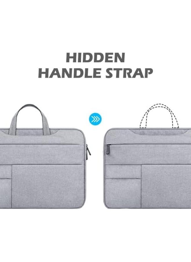 Laptop Case Sleeve 15.6 Inch Compatible With 15.6" Notebook Computer Chromebook Protective Waterproof Polyester Padded Carrying Bag Cover With Hidden Handle Multiple Pocket Gray