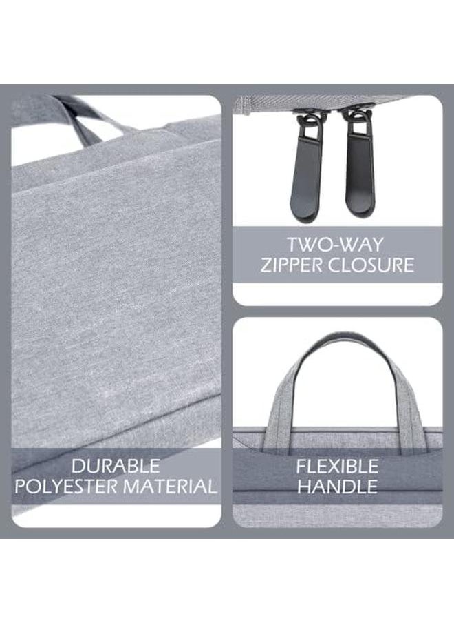 Laptop Case Sleeve 15.6 Inch Compatible With 15.6" Notebook Computer Chromebook Protective Waterproof Polyester Padded Carrying Bag Cover With Hidden Handle Multiple Pocket Gray