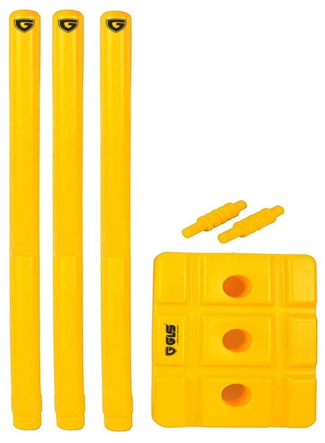 GLS Heavy Duty Plastic Cricket Stump Set - 3 Stump + 2 Bails + 1 Stand, Yellow - Image 4