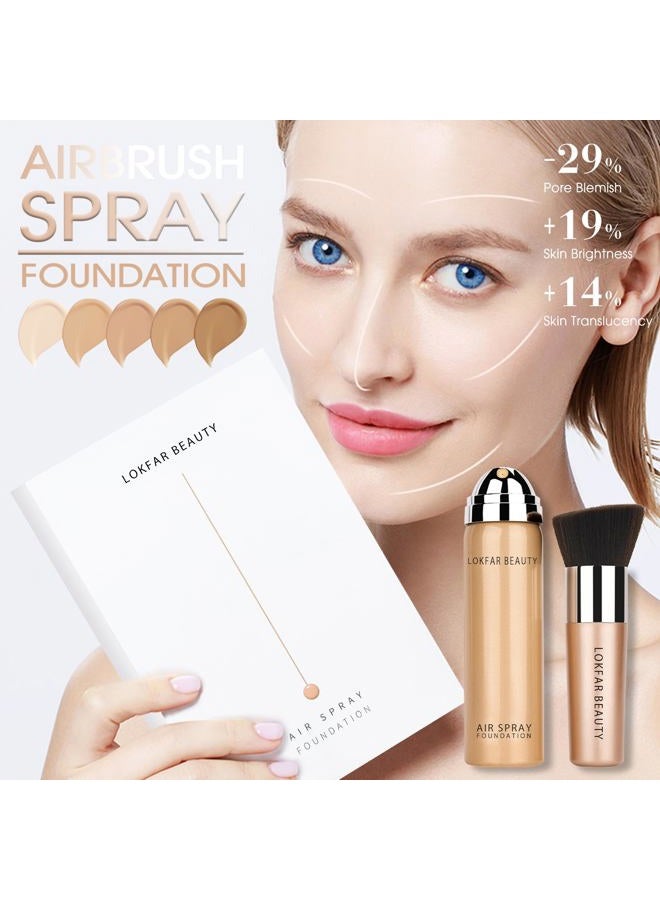 LOKFAR AirBrush Foundation Spray, Silky Mist Foundation Spray Makeup Set with Brush, Full Coverage Foundation for Smooth Radiant Finish, Formula Breathable Lightweight Hydrating | #02 Nude - Image 2
