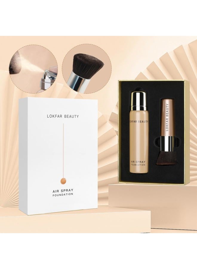 LOKFAR AirBrush Foundation Spray, Silky Mist Foundation Spray Makeup Set with Brush, Full Coverage Foundation for Smooth Radiant Finish, Formula Breathable Lightweight Hydrating | #02 Nude - Image 5