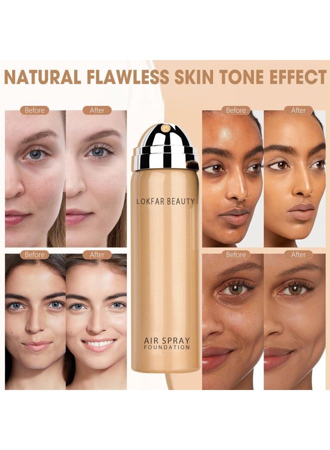 LOKFAR AirBrush Foundation Spray, Silky Mist Foundation Spray Makeup Set with Brush, Full Coverage Foundation for Smooth Radiant Finish, Formula Breathable Lightweight Hydrating | #02 Nude - Image 4