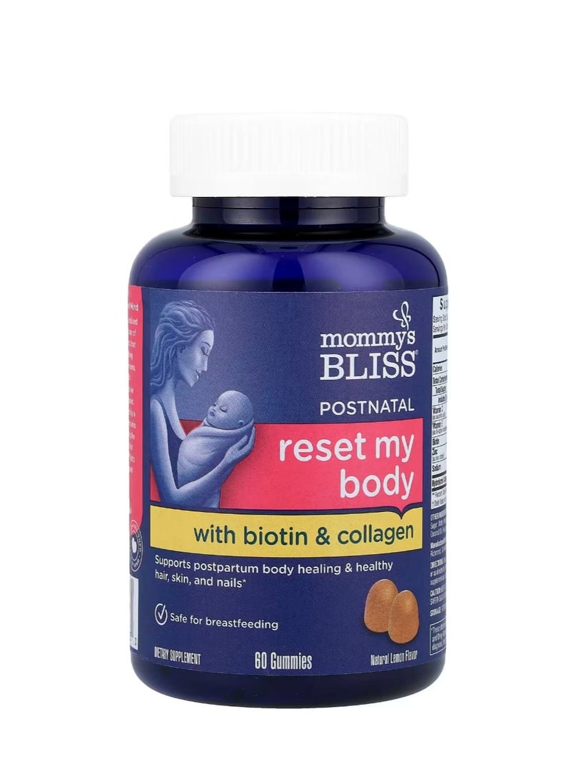 Mommy's Bliss Postnatal Reset My Body With Biotin & Collagen Natural Lemon 60 Gummies - Image 1