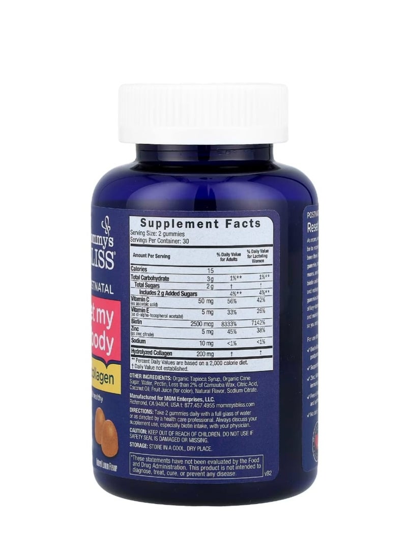Mommy's Bliss Postnatal Reset My Body With Biotin & Collagen Natural Lemon 60 Gummies - Image 2
