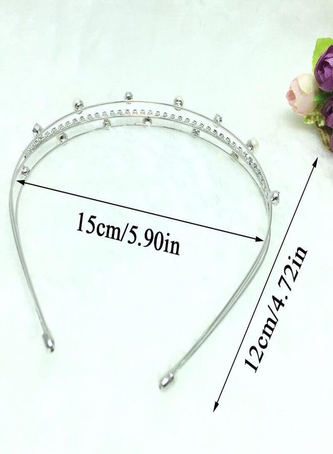 El Regalo Fancy Party 3 Layers Hairband for Girls & Women - Bridal, Wedding Party Pearl AD Hairband (Silver) - Image 4