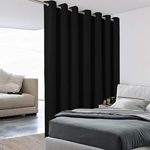 BONZER Extra Wide Room Divider Curtain Total Privacy Wall Noise Reducing Blackout Curtains for Patio Sliding Glass Door 108L x 120W Inch 9L x 10W ft 1 Panel Black