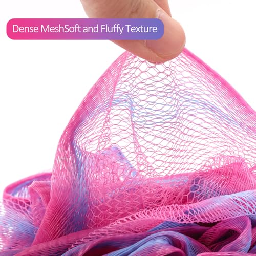 BTYMS 75g/pc Bath Loofah Mesh Puffs, Large Body Exfoliating Shower Sponges for Men and Women Showering - Set of 4 - Image 3