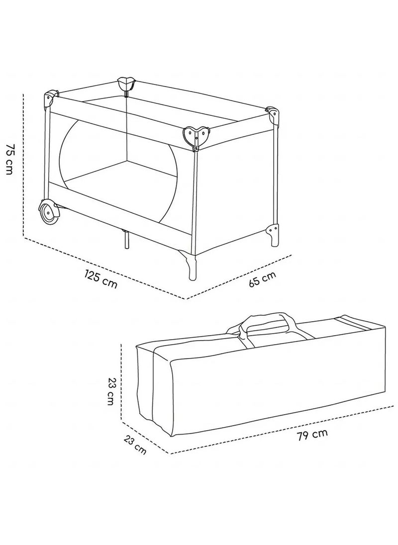 Everything For Kids - Folding Travel Baby Bed With Two Levels Adjustable Height - Image 1
