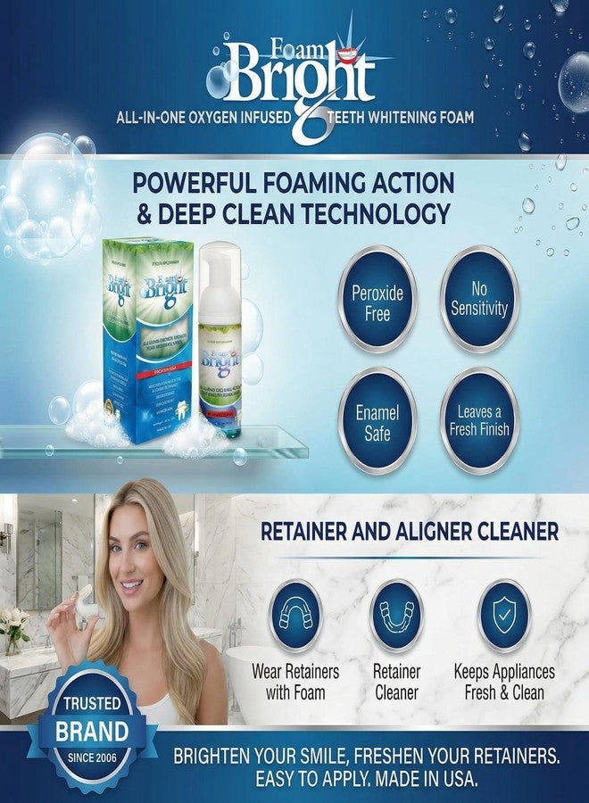 بليتش برايت منظف أجهزة تقويم الأسنان FoamBright (عبوتان) + 10 مناديل مبللة لتبييض الأسنان | مثالي لأجهزة Invisalign وCandid وByte وواقيات الأسنان الليلية والفموية | رغوة خالية من البيروكسيد | أكثر من 240 استخدامًا - Image 4