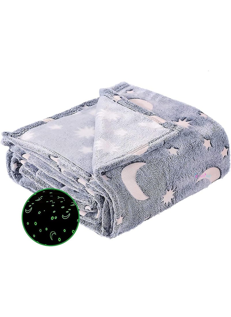 Planet of Toys - Glow in Dark Blanket for Kids Girls & Boys & Cozy Warm Blanket for Babys | Super Soft Microfiber, Soft, Breathable, Non Toxic, Warm Kids Printed Blanket (Star Blanket) - Image 1