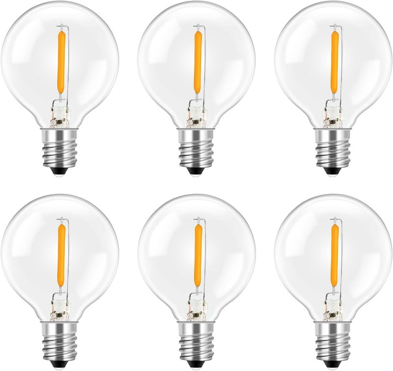 XERGY G40 LED Replacement Light Bulbs for String Lights, E12 Base Shatterproof LED Bulbs (1W, Pack of 6) - Image 1