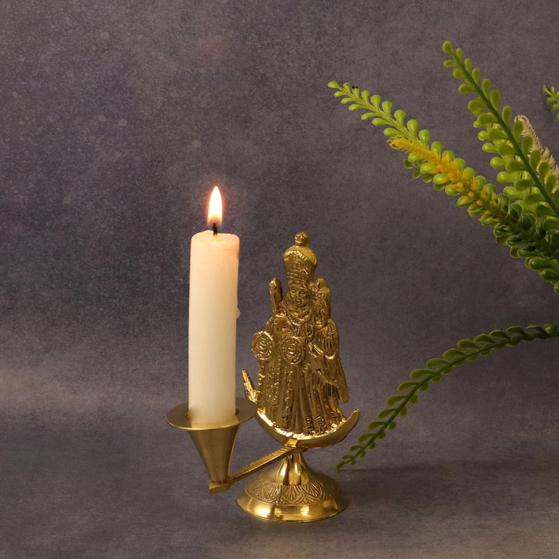 Putrika Brass Mother Mary Candle Holder StandPoojaPujaDecorativeHome DecorationBest Return Gift for Living Bedroom Dining Room Mother Mary - Image 1