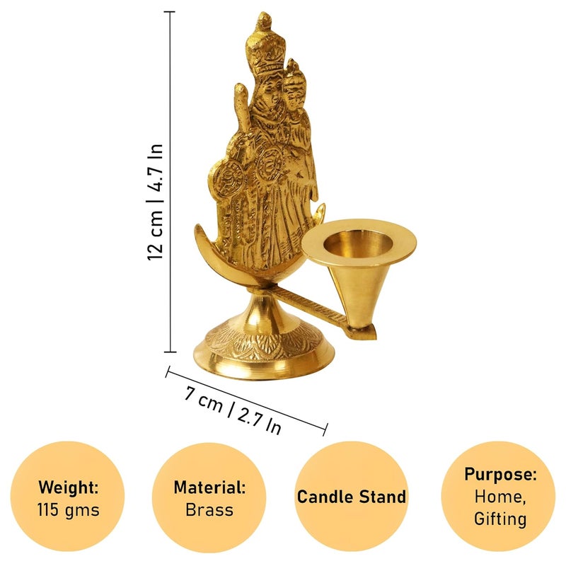 Putrika Brass Mother Mary Candle Holder StandPoojaPujaDecorativeHome DecorationBest Return Gift for Living Bedroom Dining Room Mother Mary - Image 5