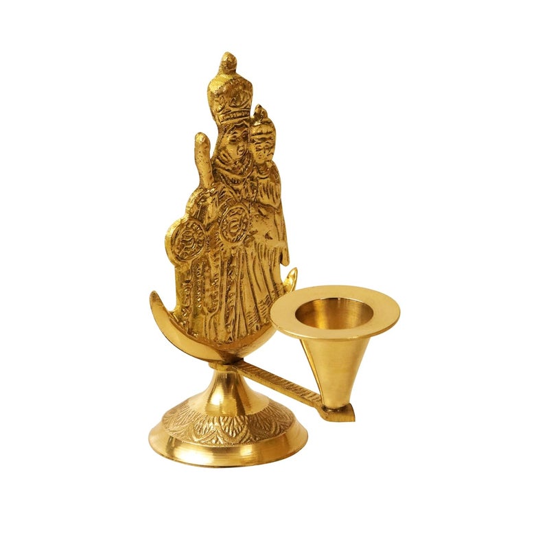 Putrika Brass Mother Mary Candle Holder StandPoojaPujaDecorativeHome DecorationBest Return Gift for Living Bedroom Dining Room Mother Mary - Image 2