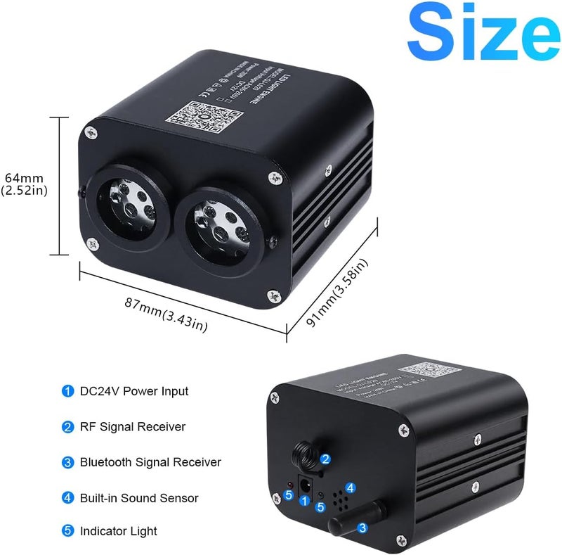 Amki Dual Color 20W Twinkle Sound Mode RGBW Dual Port Light Source Engine Driver Remote/APP Control Starlight Box Motor for Fiber Optic Star Ceiling Light Kit - Image 5