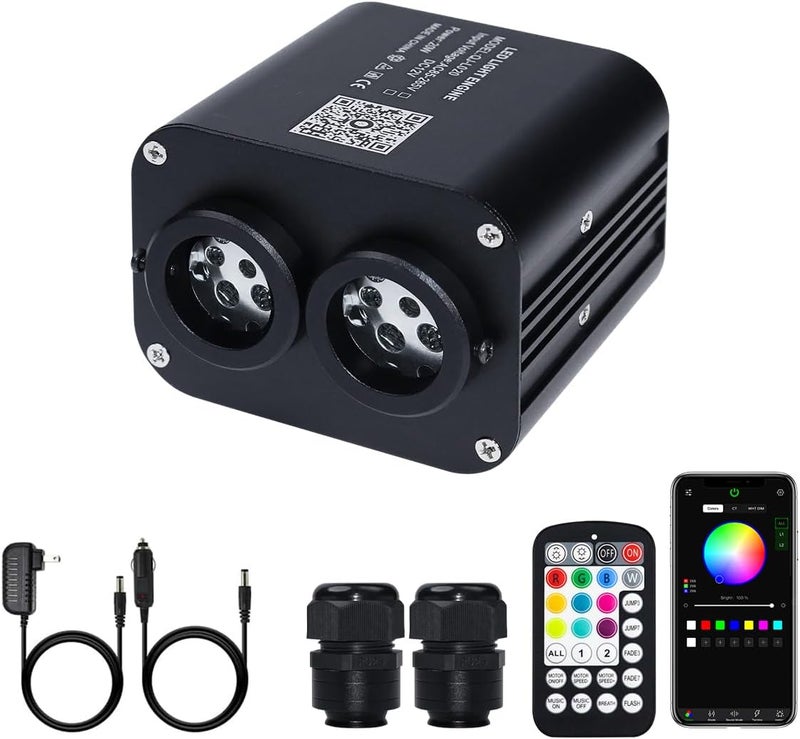 Amki Dual Color 20W Twinkle Sound Mode RGBW Dual Port Light Source Engine Driver Remote/APP Control Starlight Box Motor for Fiber Optic Star Ceiling Light Kit - Image 1